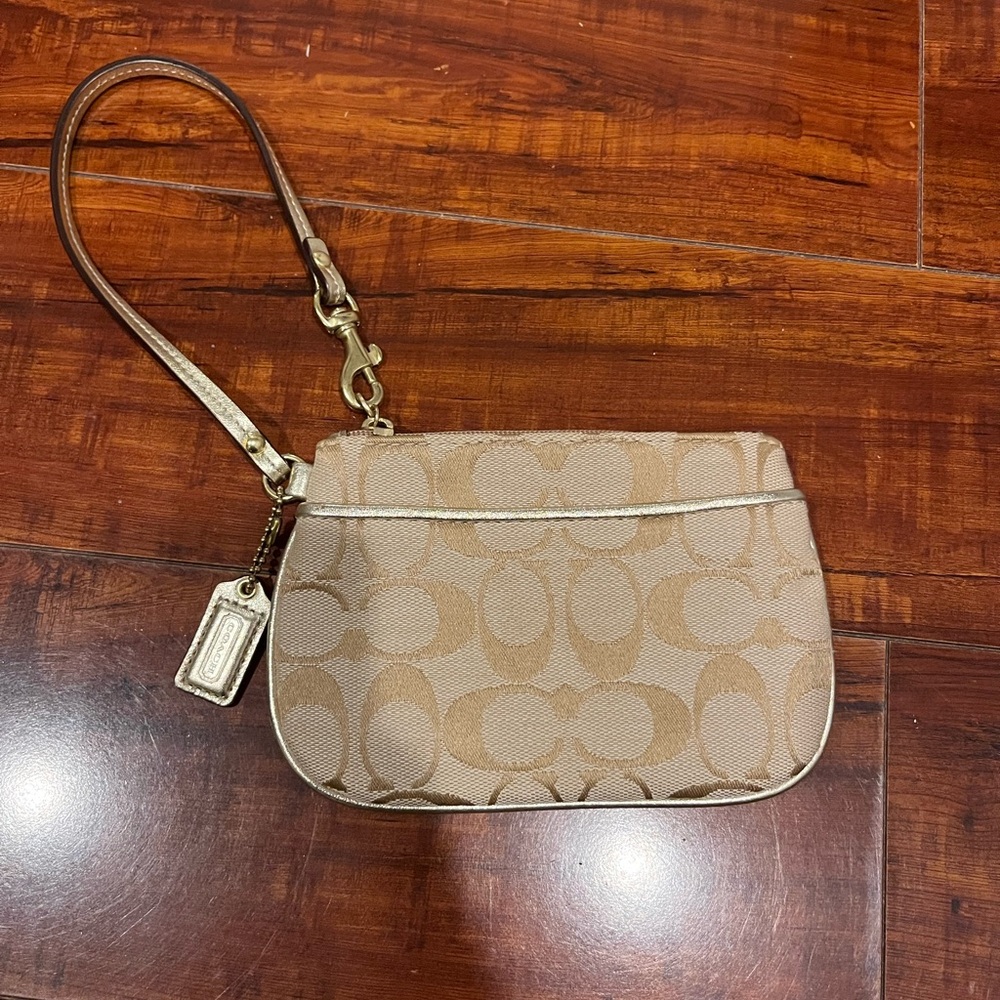 Coach Canvas Gold Wristlet